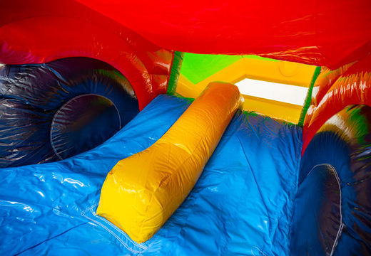 Buy blue, yellow, and red slide from the Slide Combo double slide inflatable castle at JB