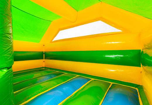 Buy the Covered Slide Combo Double Slide Inflatable Castle in Safari Gorilla Theme online at JB