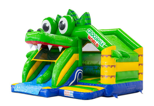 Slide combo Doubleslide Bouncy Castle with Two Slides in Crocodile Theme