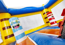 Shark-themed mini multiplay bouncer with slide for sale for children. Buy inflatable bouncers with slide online at JB Inflatables UK