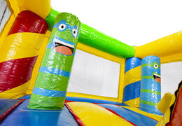 Mini multiplay party-themed bouncy castle with slide for sale for children. Buy inflatable bouncy castles at JB Inflatables UK