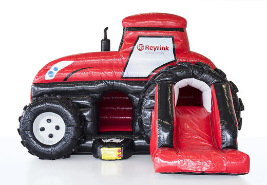 Custom made Reyrink - Maxi Multifun Tractor bouncy castle including logo suitable for various purposes. Order custom made promotional bouncy castles at JB Promotions UK 