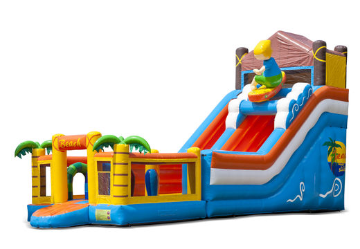 The inflatable slide in beach theme with a splash pool, impressive 3D object, fresh colors and the 3D obstacles for kids. Buy inflatable slides now online at JB Inflatables UK