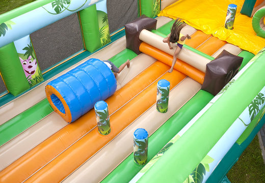 Get your big inflatable Jungle World slide with 3D obstacles for kids. Order inflatable slides now online at JB Inflatables UK