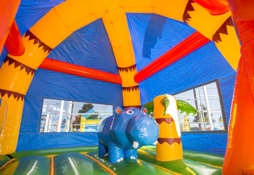 Buy inflatable multifun bouncer with roof in a rhino theme for children at JB Inflatables UK. Order bouncers online at JB Inflatables UK