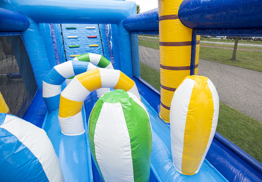 Get your unique 17 meter wide surf themed inflatable obstacle course for kids now. Order inflatable obstacle courses at JB Inflatables UK