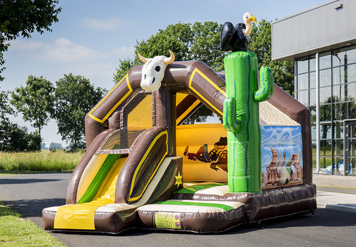 Buy inflatable slide combo cowboy bouncy castle for kids. Inflatable bouncy castles with slide for sale at JB Inflatables UK