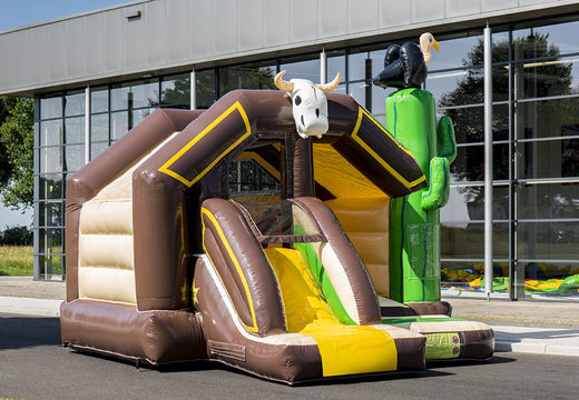 Western themed slide combo inflatable bouncer for kids for sale. Order inflatable bouncers with slide at JB Inflatables UK