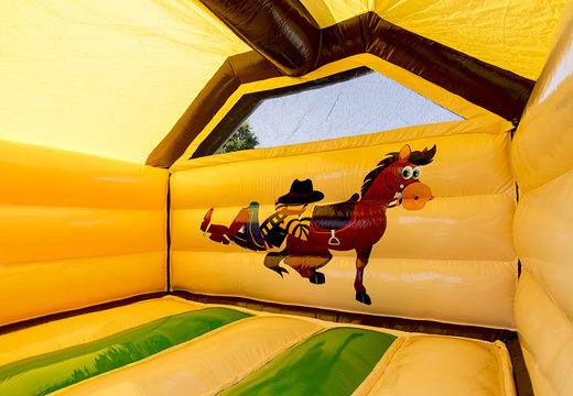 Cowboy themed inflatable slide combo bounce house for kids for sale. Order now inflatable bounce houses with slide at JB Inflatables UK