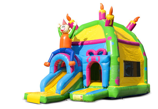 Buy inflatable indoor multiplay maxifun super bouncy castle with slide in theme party for children. Order inflatable bouncy castles online at JB Inflatables UK