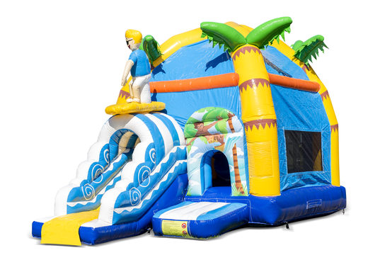 Buy inflatable indoor multiplay maxifun super bouncy castle with slide in theme beach for children. Order inflatable bouncy castles online at JB Inflatables UK