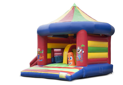 Buy inflatable indoor multiplay multifun bouncy castle with slide in the theme circus for children. Order inflatable bouncy castles online at JB Inflatables UK