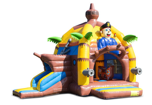 Buy inflatable indoor multifun super bouncy castle with slide in pirate theme for children. Order bouncy castles online at JB Inflatables UK