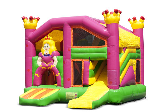 Buy inflatable open multiplay bouncy castle with slide in theme princess for children. Order inflatable bouncy castles online at JB Inflatables UK