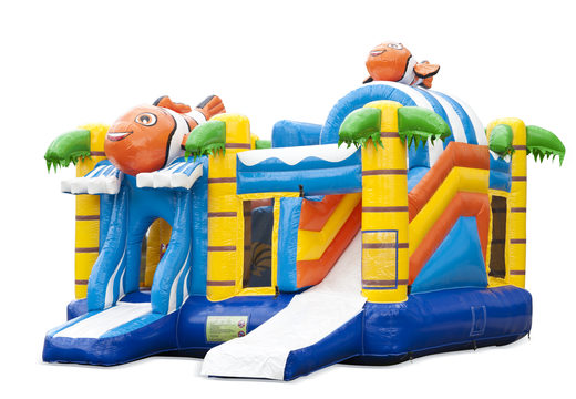 Buy inflatable indoor multiplay bouncy castle in theme clownfish nemo with slide for children. Order inflatable bouncy castles online at JB Inflatables UK
