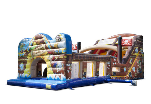 Get your extra wide Pirates world slide with 3D obstacles for kids. Buy inflatable slides now online at JB Inflatables UK