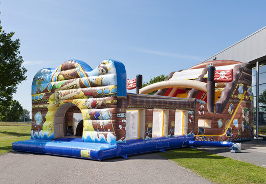 Order Inflatable Pirates world slide XL with 3D obstacles for children. Buy inflatable slides now online at JB Inflatables UK