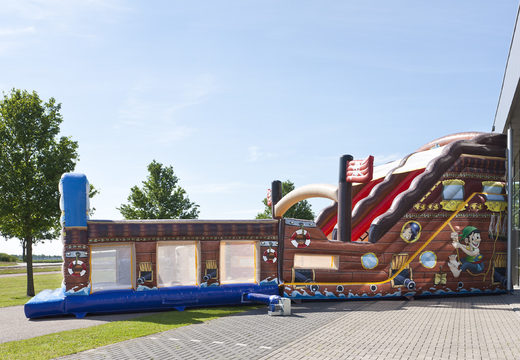 Order an inflatable extra wide Pirates world XL slide with 3D obstacles for children. Buy inflatable slides now online at JB Inflatables UK