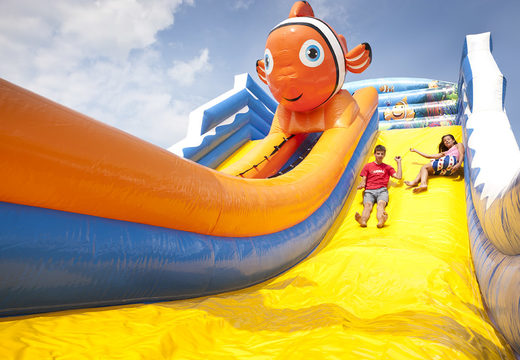 Order a seaworld themed inflatable slide with fun 3D figures and colorful prints for kids. Buy inflatable slides now online at JB Inflatables UK