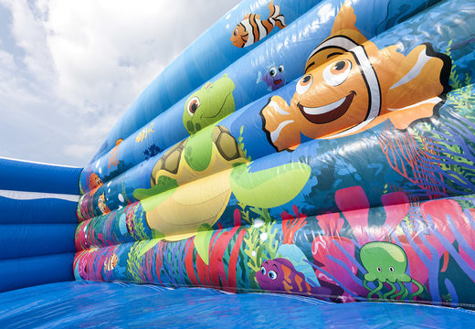 Seaworld inflatable slide with funny 3D figures and colorful prints for kids. Buy inflatable slides now online at JB Inflatables UK