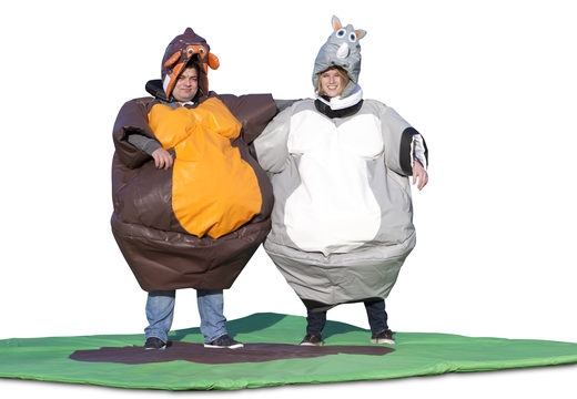 Buy inflatable sumo suits in the Monkey & Rhino theme for both young and old. Order inflatable sumo suits online at JB Inflatables UK