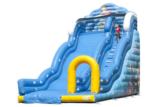 Inflatable slide in Wave theme with wavy sliding surfaces buy fun underwater world prints for kids. Order inflatable slides now online at JB Inflatables UK