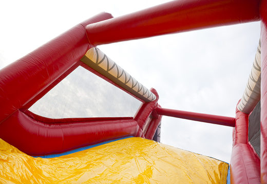 Order a 17 meter wide unique inflatable obstacle course in a fire brigade theme for kids. Buy inflatable obstacle courses online now at JB Inflatables UK