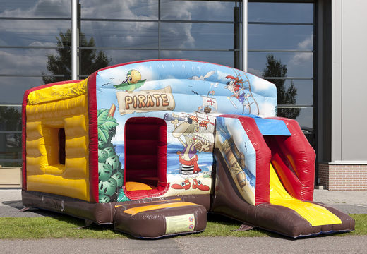 Order covered maxi multifun bouncer in pirate theme with a slide for children. Buy inflatable bouncers online at JB Inflatables UK
