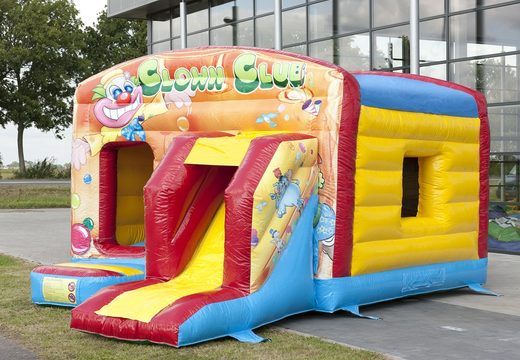 Maxi multifun clown bouncer with a slide for children. Buy bouncers online now at JB Inflatables UK