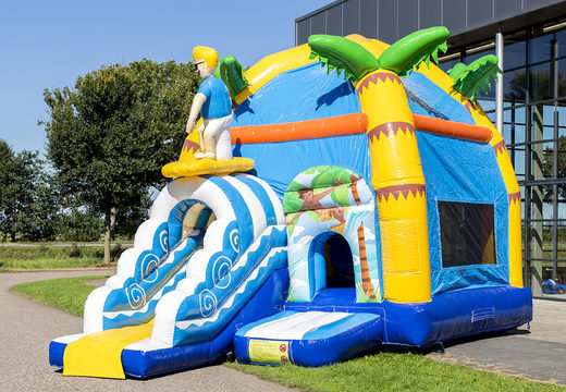 Buy inflatable maxifun bouncy castle with roof in beach theme for kids at JB Inflatables UK. Order bouncy castles online at JB Inflatables UK