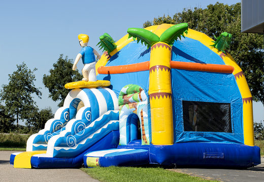 Order inflatable maxifun bouncy castle with roof in beach theme for kids at JB Inflatables UK. Buy inflatable bouncy castles online at JB Inflatables UK