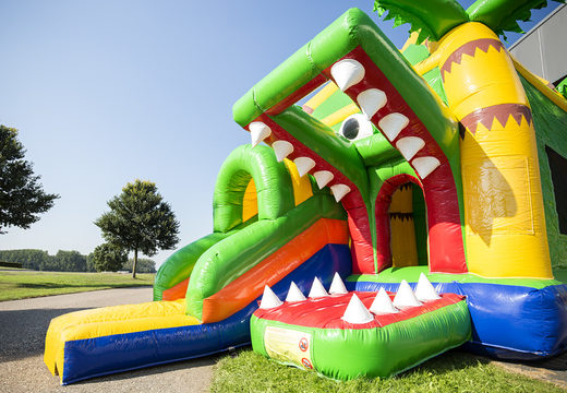 Order an inflatable maxifun bouncy castle with a crocodile theme for children at JB Inflatables UK. Buy bouncy castles online at JB Inflatables UK