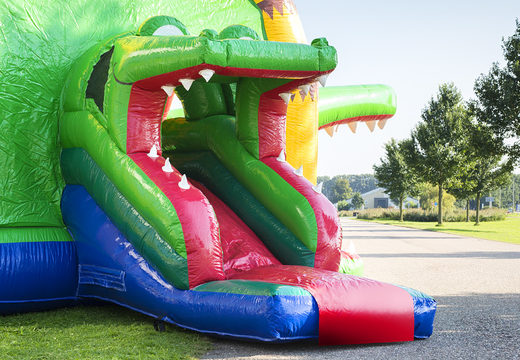 Order inflatable indoor multifun super bouncy castle with slide in crocodile theme for children. Buy inflatable bouncy castles online at JB Inflatables UK