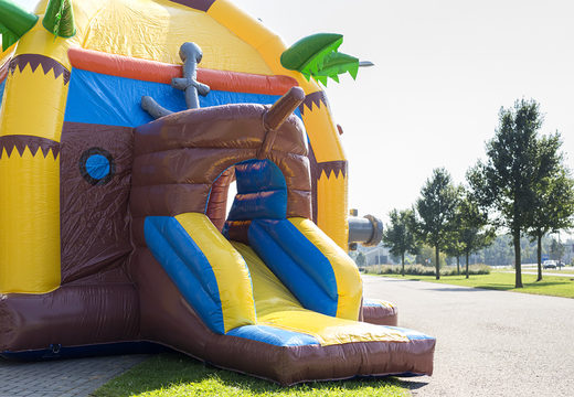 Buy an inflatable indoor multifun super bouncer in bright colors and fun 3D figures in a pirate theme for children. Order bouncers online at JB Inflatables UK