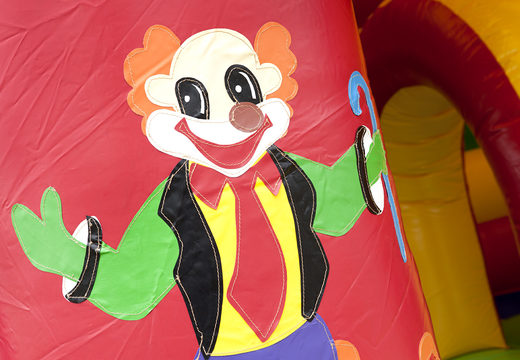 Order multifun bounce house in a carousel theme with different obstacles and a slide for kids. Buy bounce houses online at JB Inflatables UK