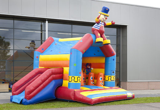 Buy an inflatable multifun bouncy castle for children with a clown theme with a striking 3D object on top at JB Inflatables UK. Order bouncy castles online at JB Inflatables UK