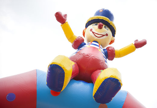 Order multifun bounce house in a clown theme with a striking 3D figure at the top for kids. Buy inflatable bounce houses online at JB Inflatables UK