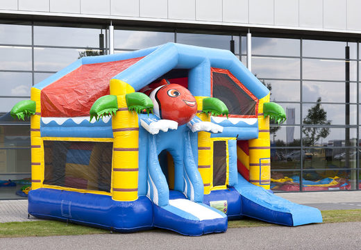 Medium inflatable multiplay bouncy castle in clownfish theme for children. Order inflatable bouncy castles online at JB Inflatables UK
