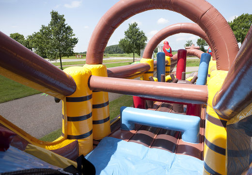 Order a 17 meter wide unique inflatable pirate themed obstacle course for kids. Buy inflatable obstacle courses online now at JB Inflatables UK
