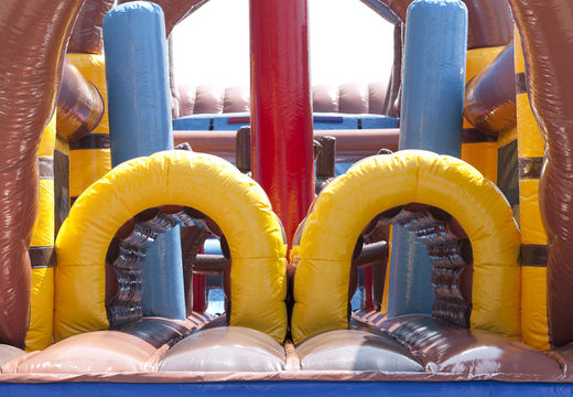 Order a unique 17 meter wide inflatable obstacle course in a pirate theme for children. Order inflatable obstacle courses now online at JB Inflatables UK