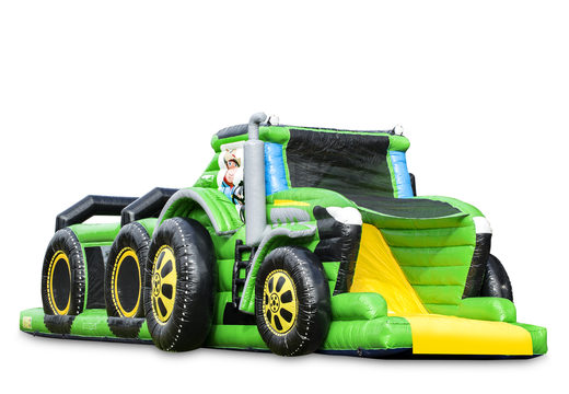 Order an inflatable unique 17 meter wide obstacle course in tractor theme for kids. Buy inflatable obstacle courses online now at JB Inflatables UK