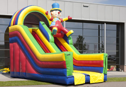 Unique multifunctional slide in clown theme with a splash pool, impressive 3D object, fresh colors and the 3D obstacles for children. Buy inflatable slides now online at JB Inflatables UK