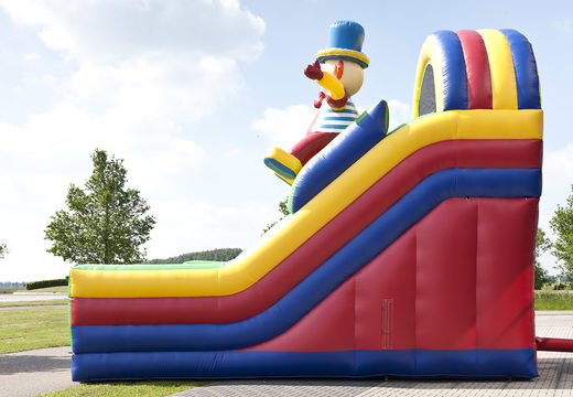 The inflatable slide in a clown theme with a splash pool, impressive 3D object, fresh colors and the 3D obstacles for kids. Buy inflatable slides now online at JB Inflatables UK