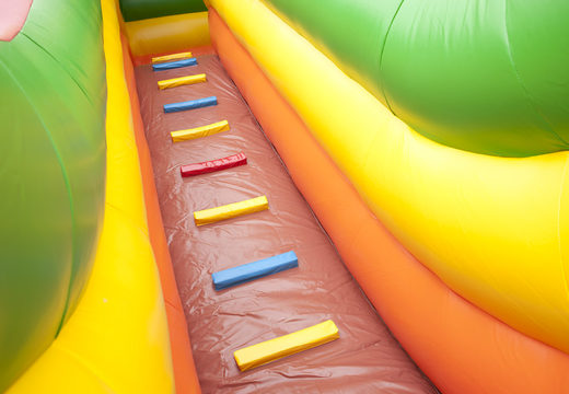 Multiplay inflatable slide in a beach theme with a splash pool, impressive 3D object, fresh colors and the 3D obstacle for children. Order inflatable slides now online at JB Inflatables UK