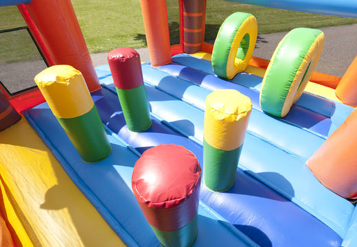 Crocodile themed inflatable slide with a splash pool for kids. Order inflatable slides now online at JB Inflatables UK