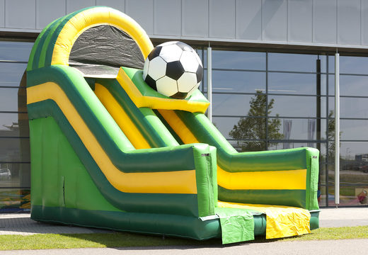 Inflatable multifunctional slide in football theme with a splash pool, impressive 3D object, fresh colors and the 3D obstacles for kids. Buy inflatable slides now online at JB Inflatables UK