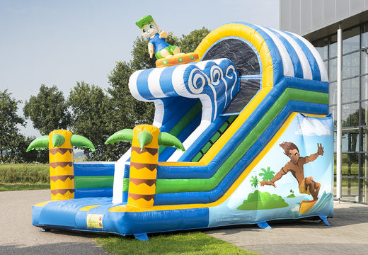 Order an inflatable slide in the surf theme for kids. Buy inflatable slides now online at JB Inflatables UK