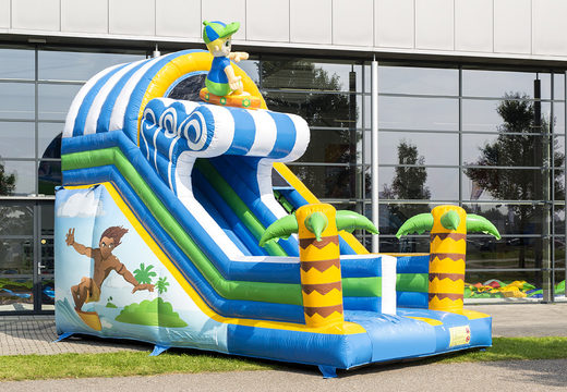 Get your inflatable surf slide with the cheerful colors and fun print on the back wall for children. Order inflatable slides now online at JB Inflatables UK