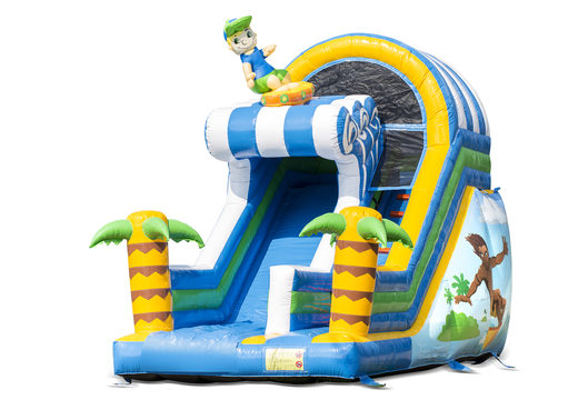 Buy a surf slide with the cheerful colors and nice print on the back wall. Order inflatable slides now online at JB Inflatables UK