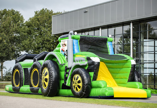 Get your unique 17 meter wide tractor themed obstacle course now for kids. Order inflatable obstacle courses at JB Inflatables UK